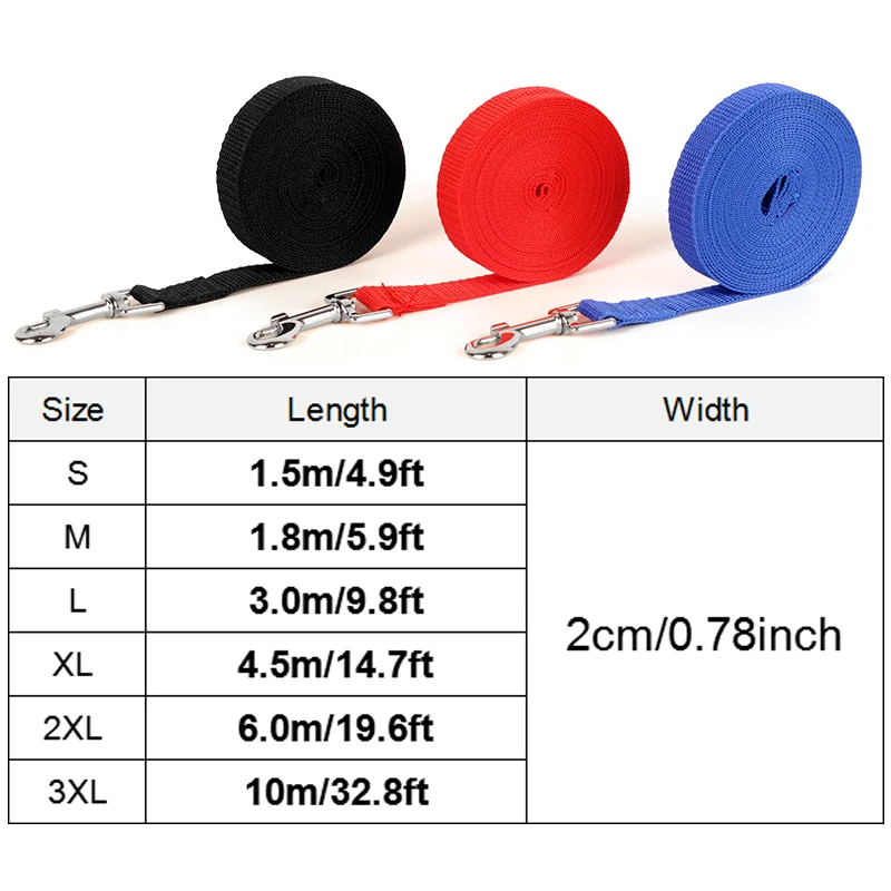 Nylon Dog Leashes 3 Colors 1.5M 1.8M 3M 4.5M 6M 10M Pet Walking Training Leash Long Cats Dogs Harness Lead Strap Belt - Image 6