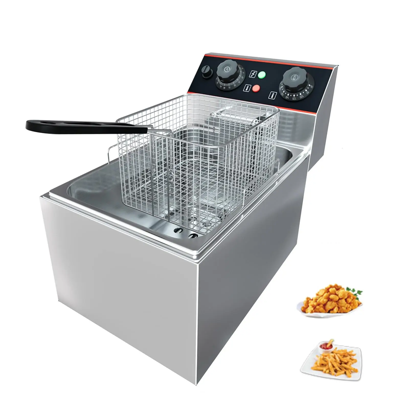 6L / 8L Commercial Deep Fryer,Stainless Steel Countertop Electric Deep Fryer with Basket, Easy to Clean