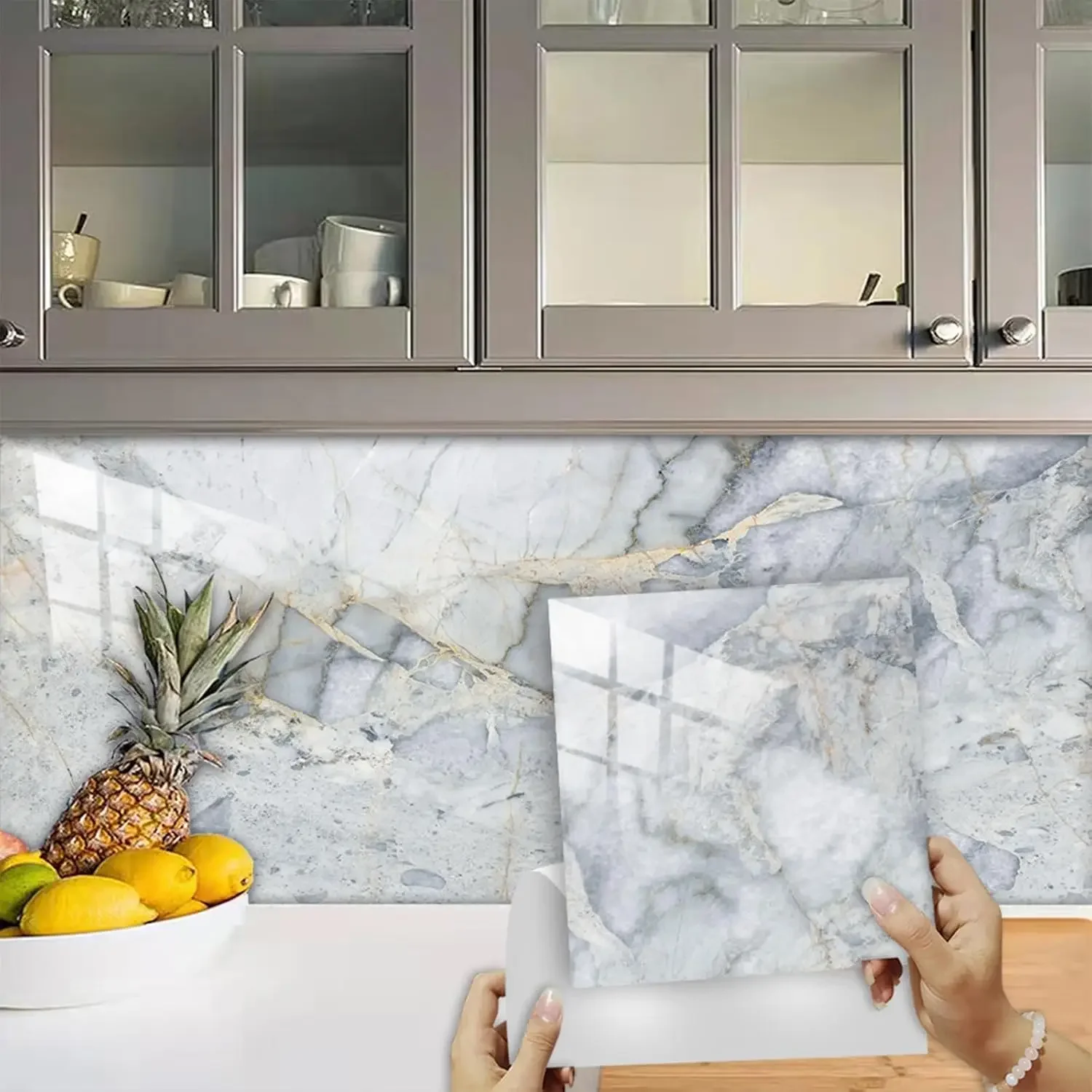Home Floor Thickened Self-adhesive Decor Wall Sticker Marble Tile Floor Sticker PVC Waterproof Bathroom Kitchen 10/30/50PCS - Image 3