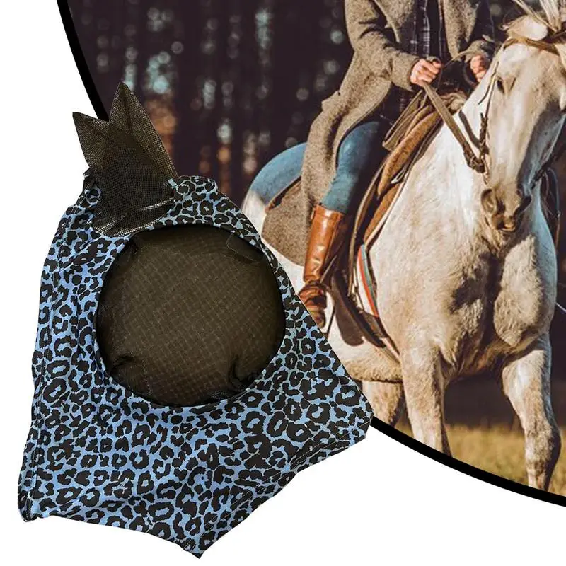 Horse Fly Face Cover Leopard Print Pattern Equestrian Supplies Comfortable Breathable Anti-Mosquitoes Cover Horse Care Product - Image 4