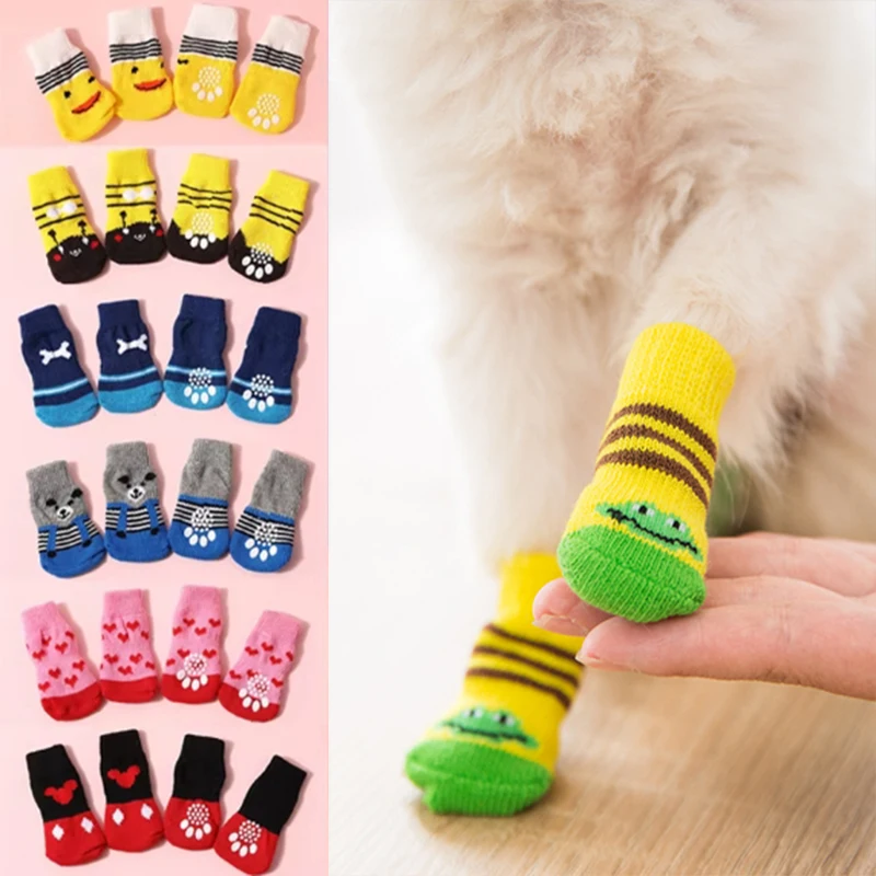 Paw Protector 4pcs/set Dog Socks Foot Covers Warm Anti Slip Shoes - Image 2