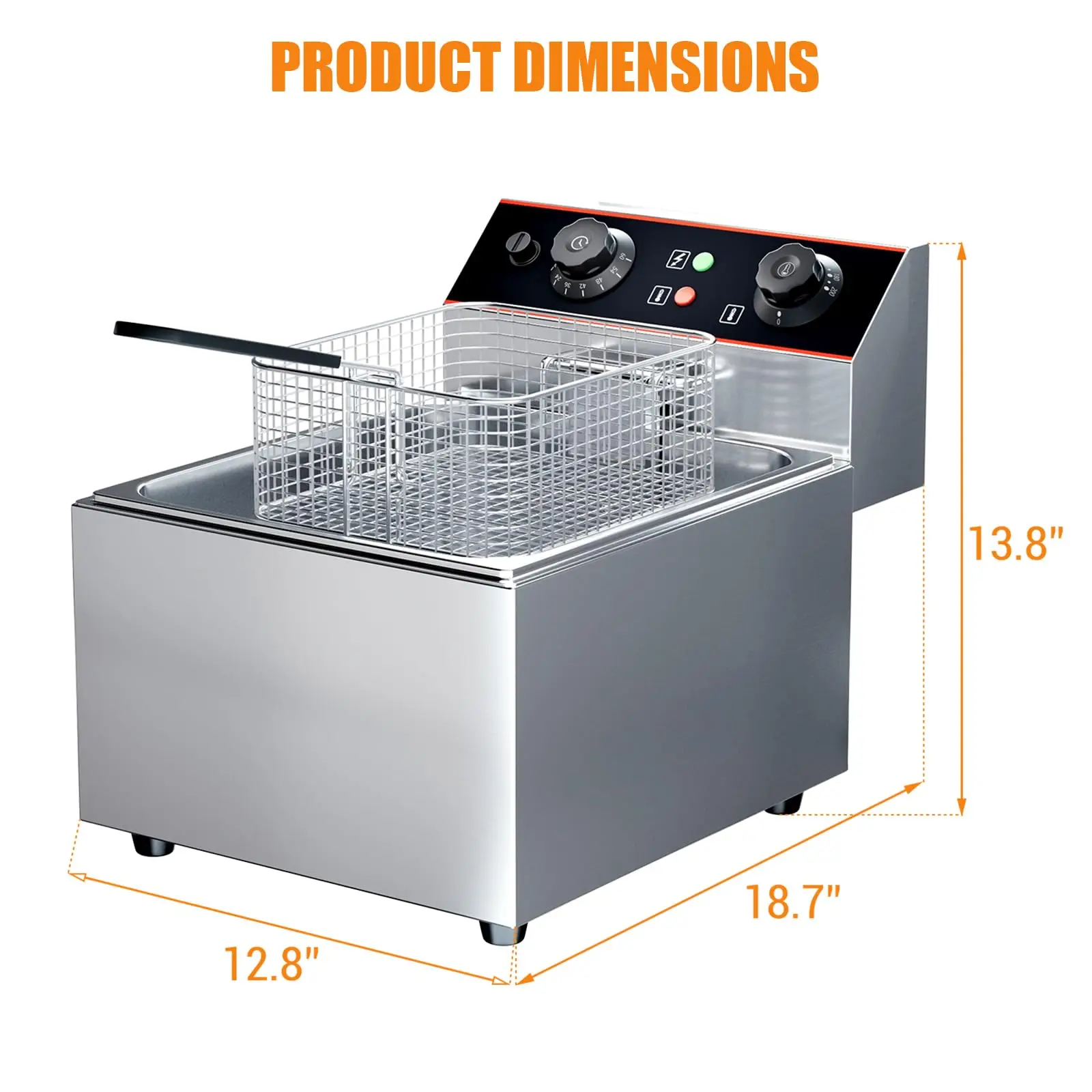 6L / 8L Commercial Deep Fryer,Stainless Steel Countertop Electric Deep Fryer with Basket, Easy to Clean - Image 6