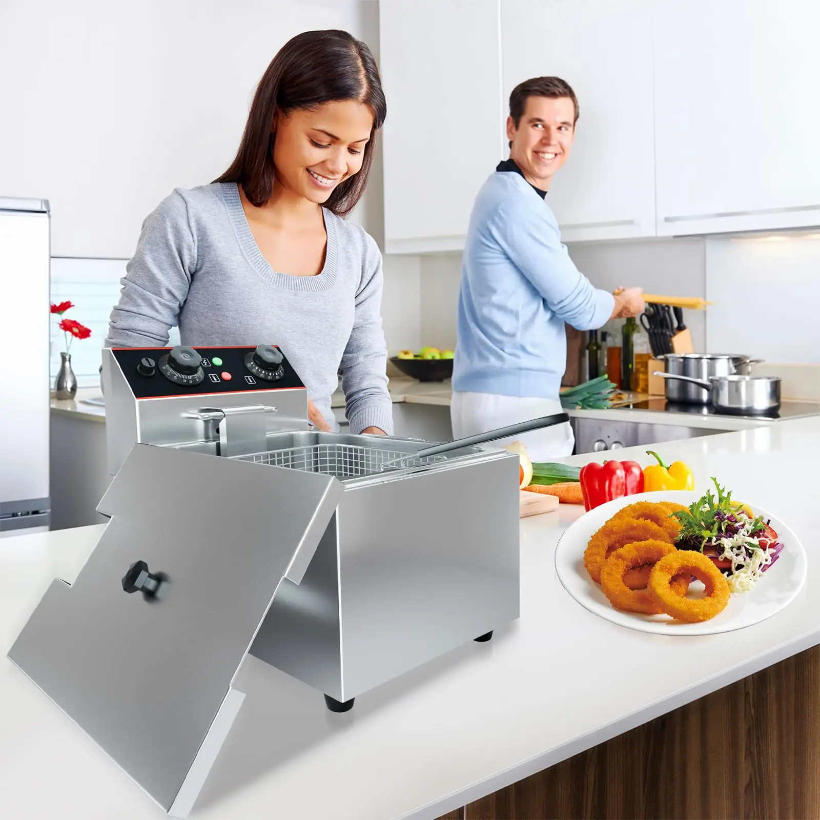 6L / 8L Commercial Deep Fryer,Stainless Steel Countertop Electric Deep Fryer with Basket, Easy to Clean - Image 4