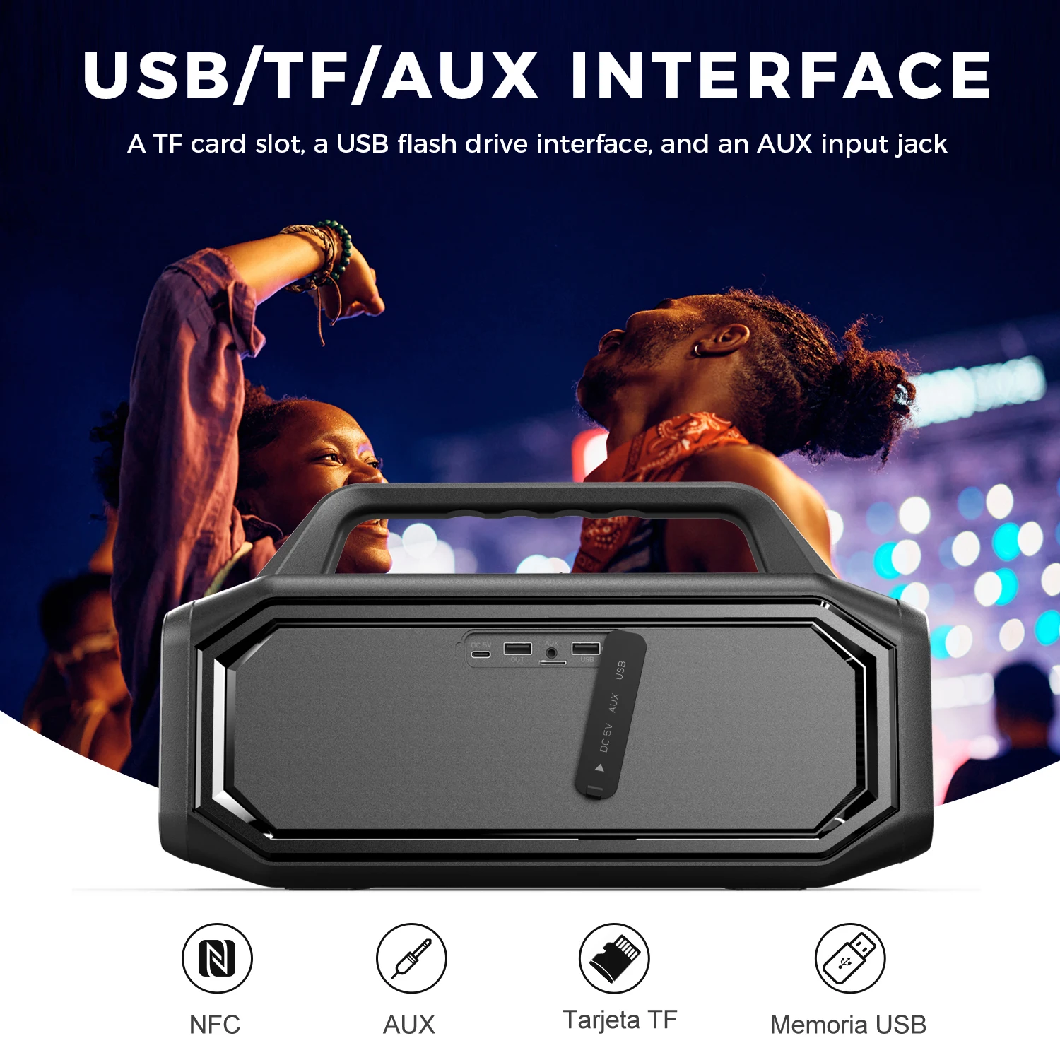 W-KING BT261-2 Bluetooth Wireless, 80W Portable Outdoor Speakers Loud with Bass Boost, Stereo Pairing, Reverse Charging, IPX6 W - Image 6