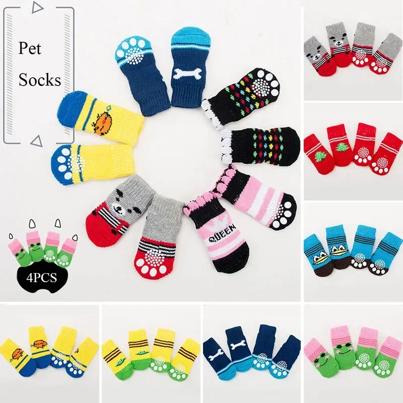 Paw Protector 4pcs/set Dog Socks Foot Covers Warm Anti Slip Shoes - Image 4