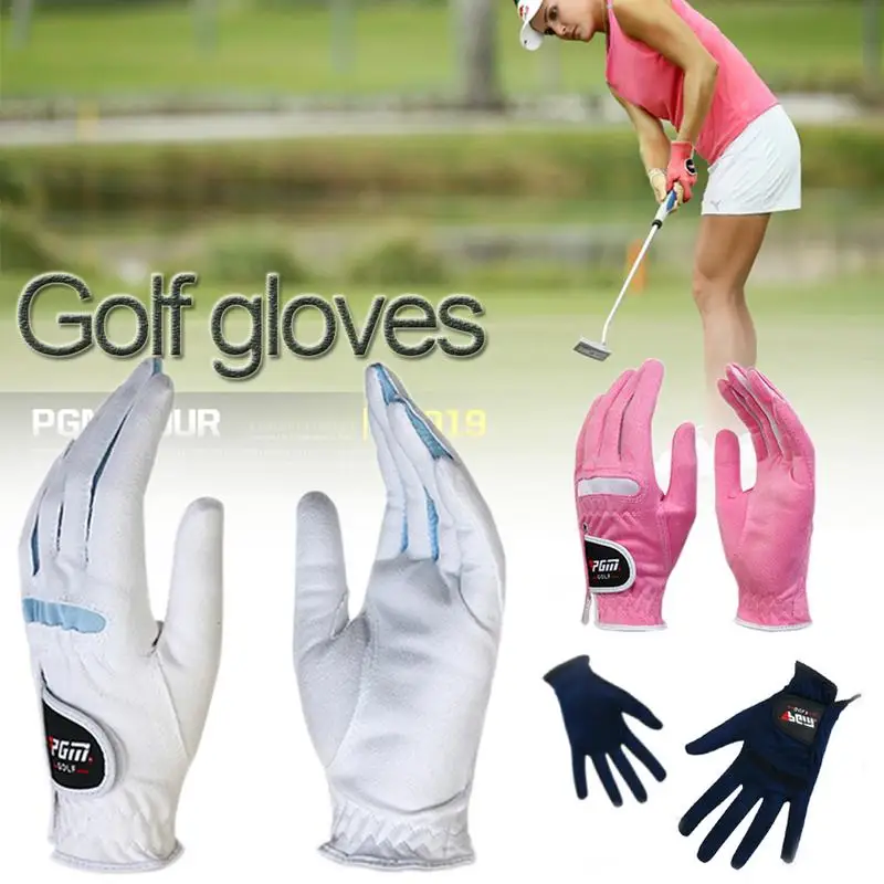 1 Pair Women's Soft Golf Gloves Ladies Left and Right Breathable Golf Mitten Comfortable Non-Slip Durability Sports Gloves