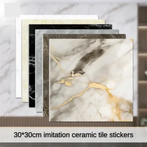 Home Floor Thickened Self-adhesive Decor Wall Sticker Marble Tile Floor Sticker PVC Waterproof Bathroom Kitchen 10/30/50PCS