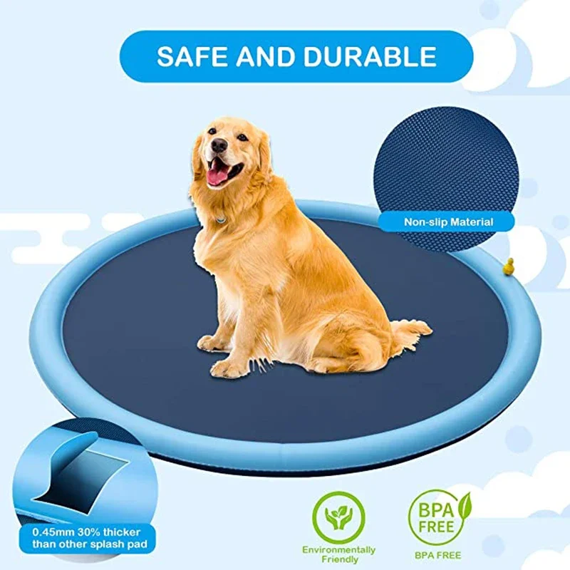 Pet Pool Inflatable Water Sprinkler Pad Play Cooling Mat Outdoor Interactive Fountain Toy for Dogs 150/170cm Summer Swimming - Image 6