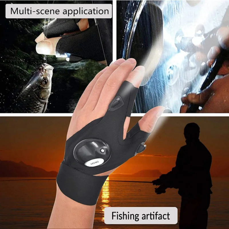 Fishing Camping Hiking Survival Fingerless Glove LED Flashlight Waterproof Torch Outdoor - Image 4
