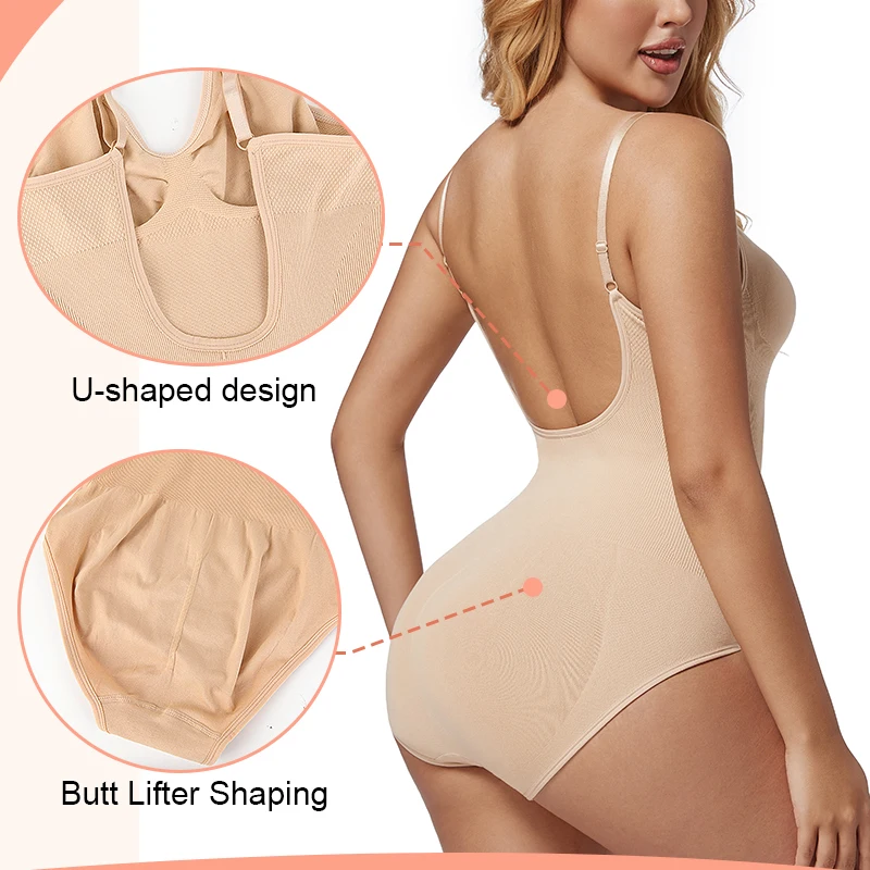 Low Back Bodysuits Shapewear for Women Open Crotch Body Shaper Seamless Tummy Control Push Up Corset Tank Top Backless Underwear - Image 5