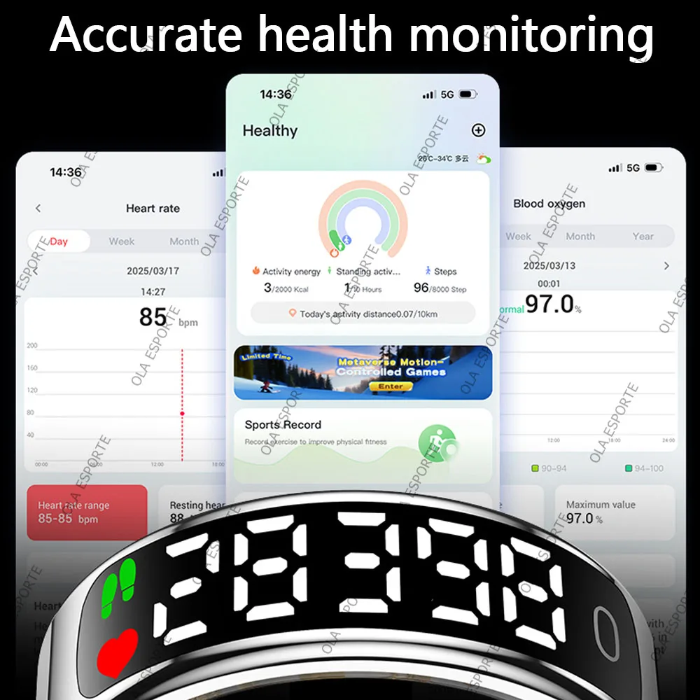 Smart Ring - Women & Men - Hd Screen - Waterproof - for Smart Phones iPhone - Galaxy - Heartrate Monitor - Image 6