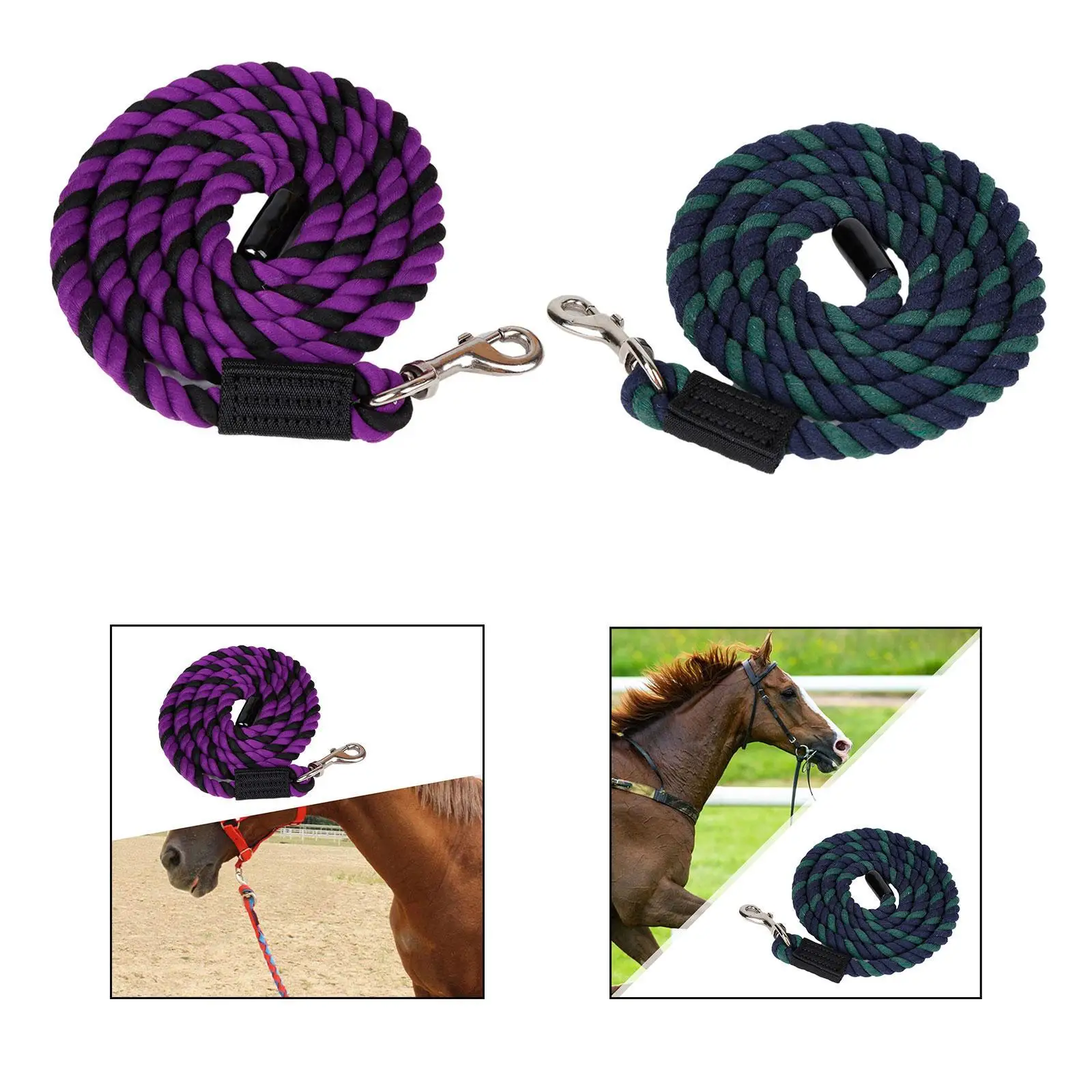 Horse Lead Rope Rein Halter Rope Cord Horse Leash Rope for Dog, Sheep, Pet Heavy Duty with Swivel Bolt Snap Equestrian Equipment - Image 3