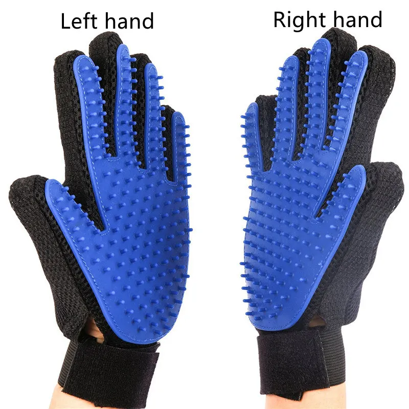 Pet Grooming = Massage Glove Dogs = Cats Rubber Bath Brush Environmental Protection Silicone Glove