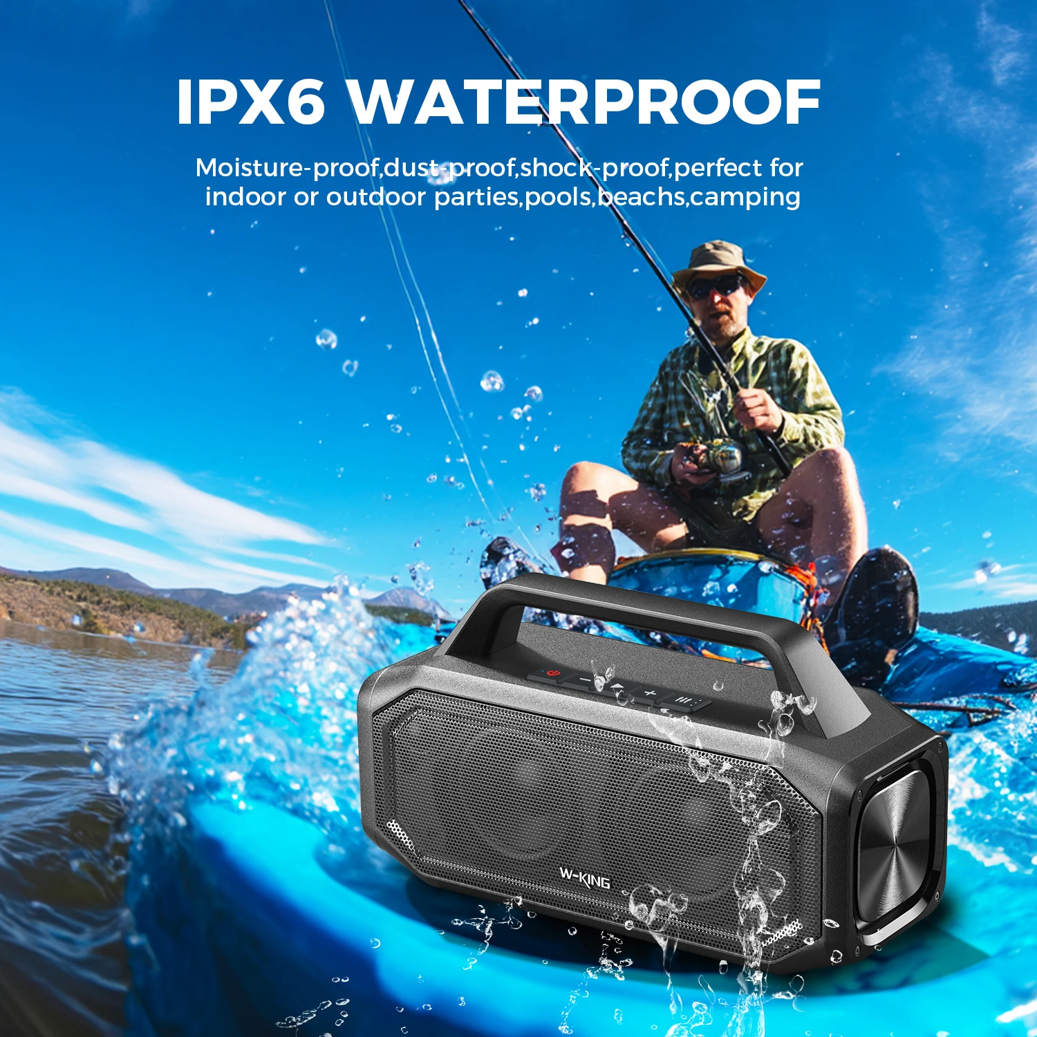 W-KING BT261-2 Bluetooth Wireless, 80W Portable Outdoor Speakers Loud with Bass Boost, Stereo Pairing, Reverse Charging, IPX6 W - Image 3