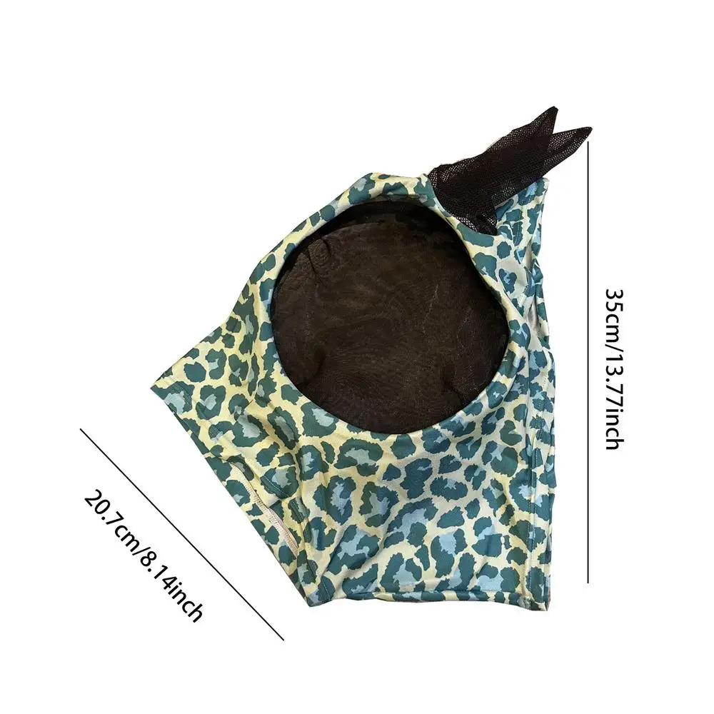 Horse Fly Face Cover Leopard Print Pattern Equestrian Supplies Comfortable Breathable Anti-Mosquitoes Cover Horse Care Product - Image 7