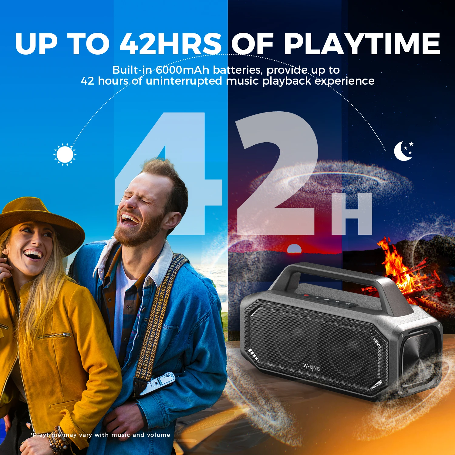 W-KING BT261-2 Bluetooth Wireless, 80W Portable Outdoor Speakers Loud with Bass Boost, Stereo Pairing, Reverse Charging, IPX6 W - Image 5