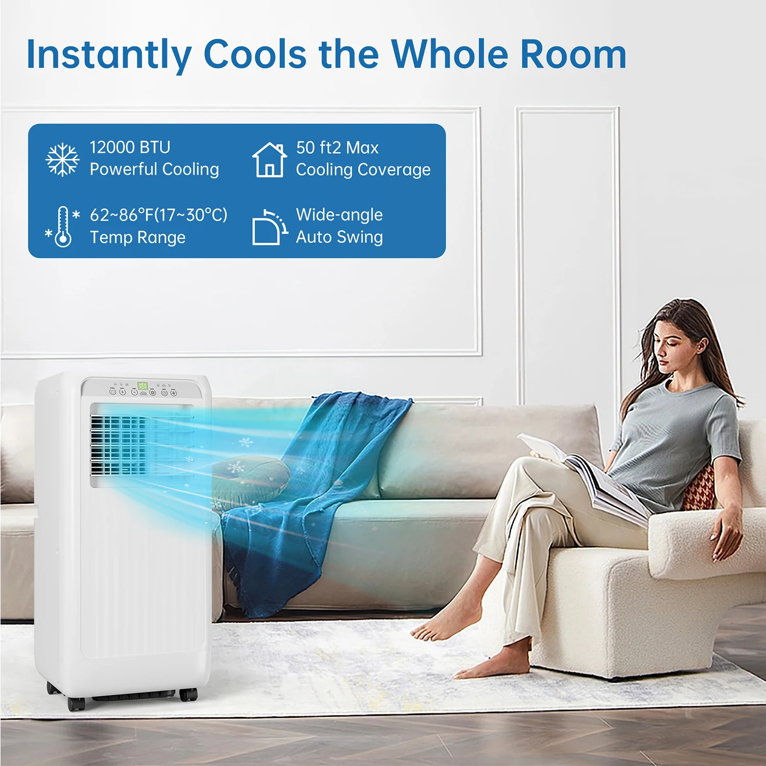10000 Btu Portable Air Conditioner - 24H Timer Cools up to 450 sq.ft - Remote Control Window Exhaust Kit included - Image 7