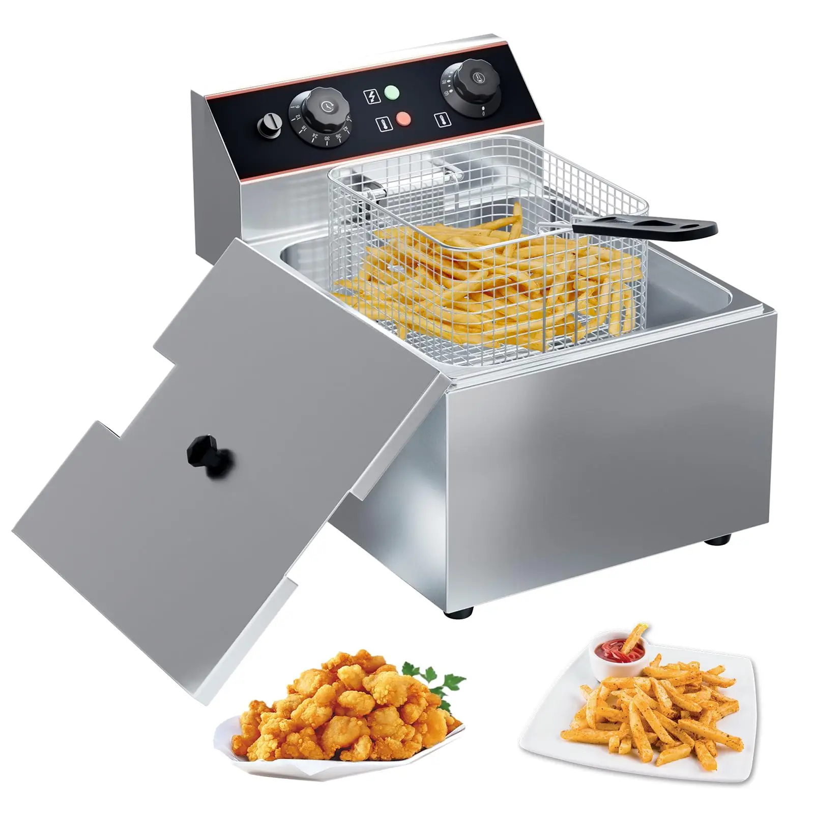 6L / 8L Commercial Deep Fryer,Stainless Steel Countertop Electric Deep Fryer with Basket, Easy to Clean - Image 7