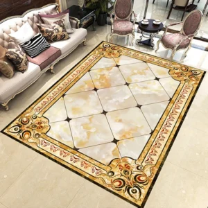 European Style Marble Floor Wallpaper PVC Self-Adhesive Waterproof Flooring Tile Sticker Living Room Hotel Luxury Decor Sticker