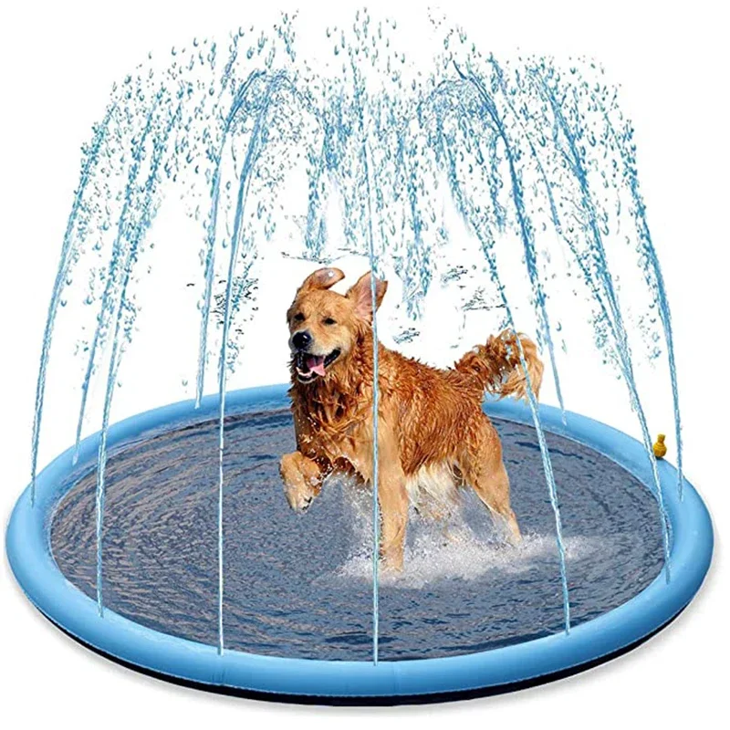 Pet Pool Inflatable Water Sprinkler Pad Play Cooling Mat Outdoor Interactive Fountain Toy for Dogs 150/170cm Summer Swimming