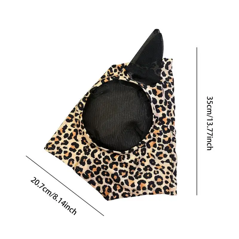 Horse Fly Face Cover Leopard Print Pattern Equestrian Supplies Comfortable Breathable Anti-Mosquitoes Cover Horse Care Product - Image 6