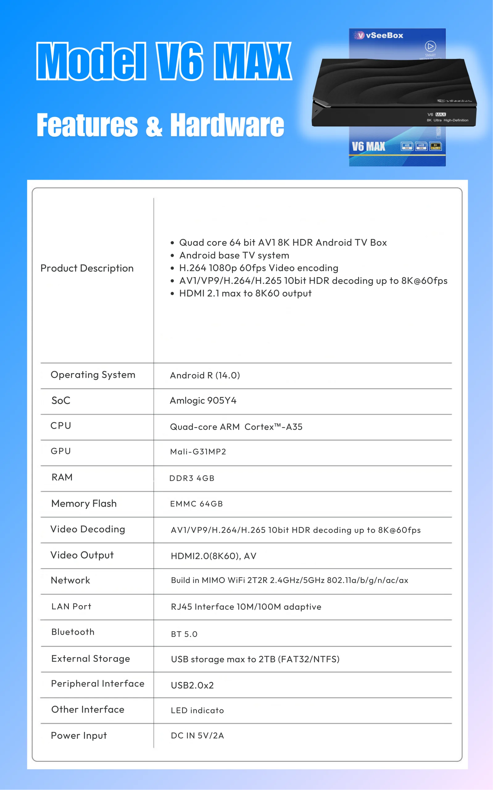 vSeeBox V6 Max 64GB 8K HD Officially Authorized Voice Control - Image 2
