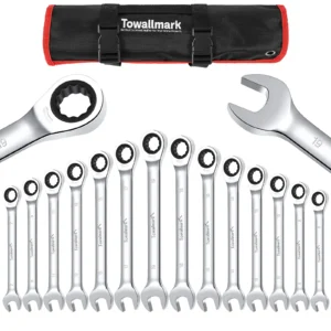 14-Piece Wrench Set with Ratcheting Wrench Metric 6-19mm,Chrome Vanadium Steel with Storage Bag for truck/garage all projects