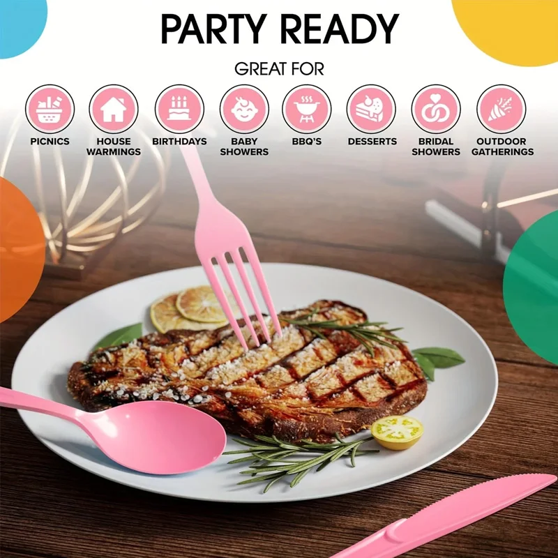 Pink Plastic Cake Forks 30pcs, Food-Grade Dessert Forks for Parties, Birthday Events, Bakeries & Home Dining - Image 4