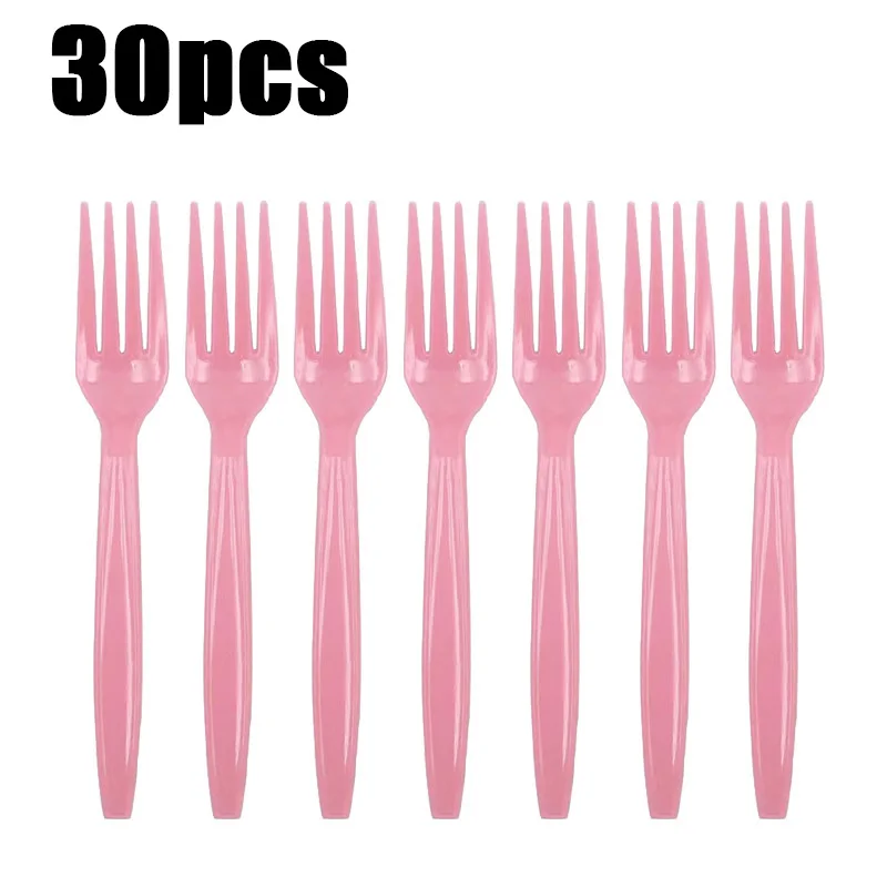 Pink Plastic Cake Forks 30pcs, Food-Grade Dessert Forks for Parties, Birthday Events, Bakeries & Home Dining - Image 7