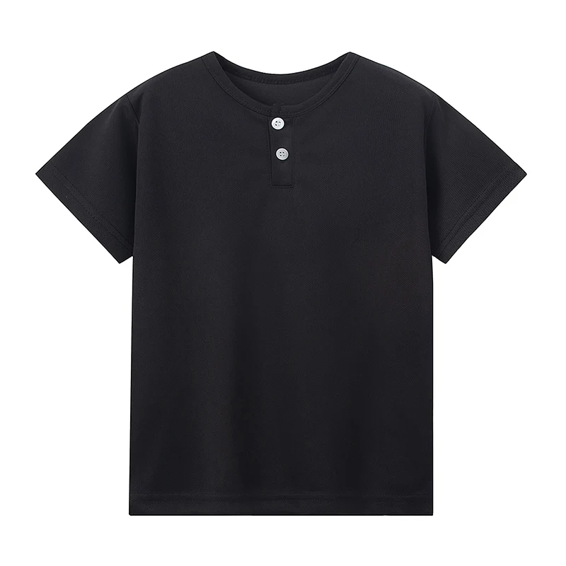 Short sleeved button fashion Henry shirt boys and girls casual T- Age Range: 12+shirt versatile top - Unisex - Image 16