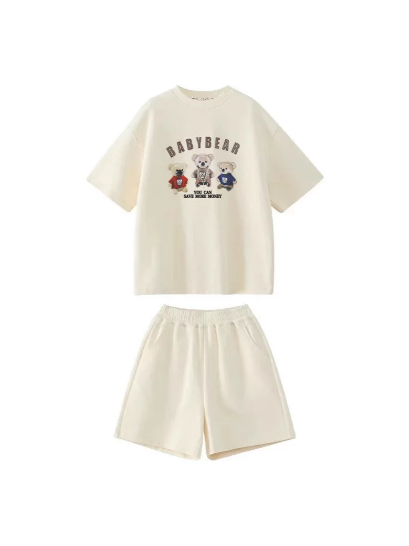 Girls Clothes sport suit teenager bear letter T-shirt + shorts ages 7 - 12 - Image 12