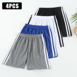 4/1 Pack Summer - Quick-drying Shorts - Elastic Waist Pants Solid Color Joker Stripe