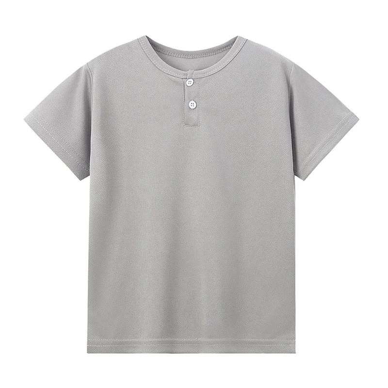 Short sleeved button fashion Henry shirt boys and girls casual T- Age Range: 12+shirt versatile top - Unisex - Image 17
