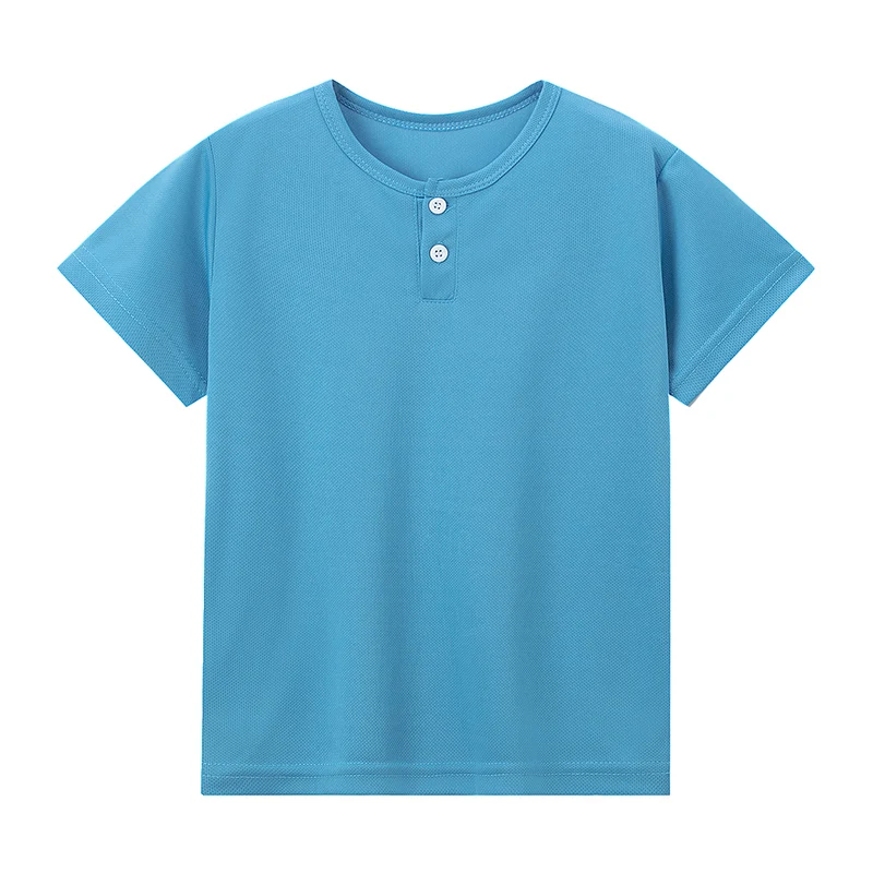Short sleeved button fashion Henry shirt boys and girls casual T- Age Range: 12+shirt versatile top - Unisex - Image 14