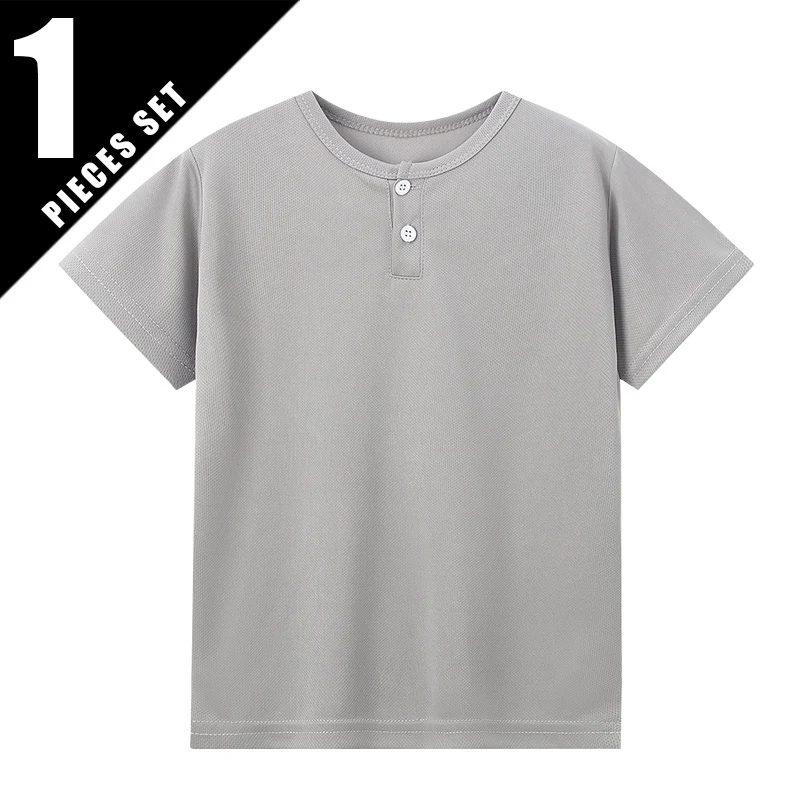Short sleeved button fashion Henry shirt boys and girls casual T- Age Range: 12+shirt versatile top - Unisex - Image 8
