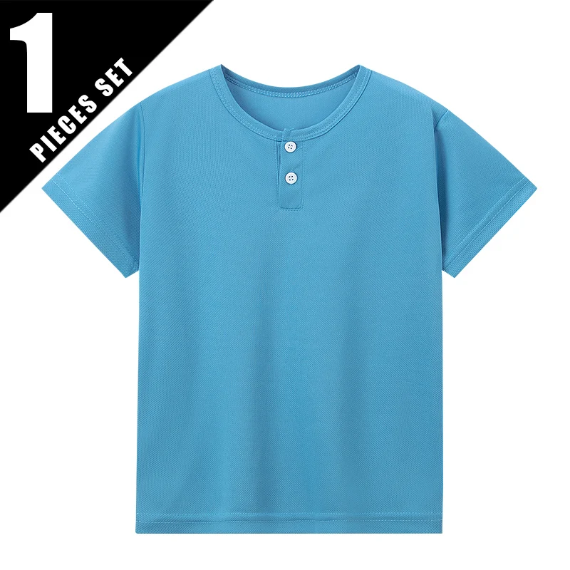 Short sleeved button fashion Henry shirt boys and girls casual T- Age Range: 12+shirt versatile top - Unisex - Image 7
